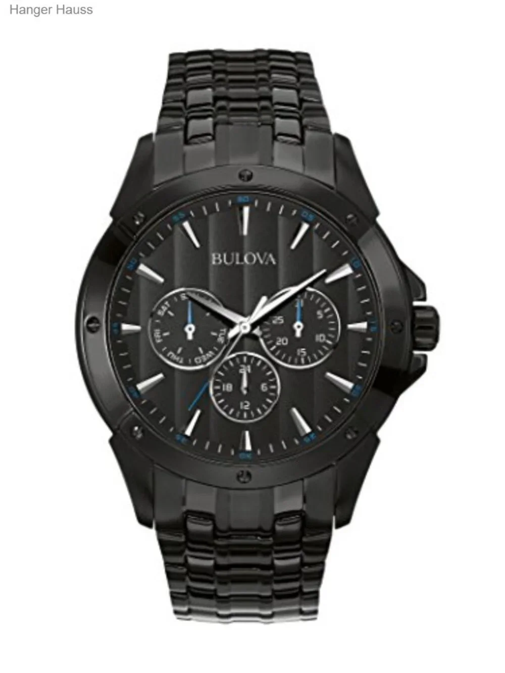 Men's Classic Dress Watch 6-Hand Multifunction Day/Date Quartz Black Ion Plated